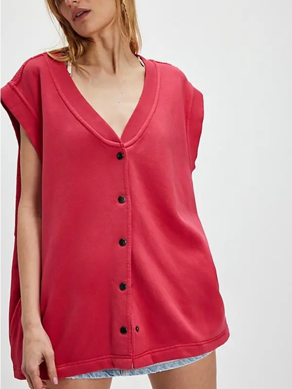 Free People Bobby Sleeveless Button-Front Vest